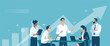 © bizvector - Presentation, vision, strategy. Discussing business plan. Vector illustration