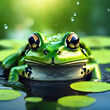 frog in the water