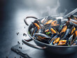 Appetizing steaming mussel dish with copy space