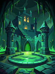 Wall Mural - vector illustration of scary castle 