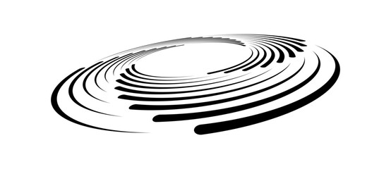Fototapete - Spiral with black lines as dynamic abstract vector background or logo or icon. Abstract background with lines in circle. Artistic illustration with perspective on white background.