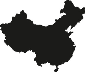 Wall Mural - China country map black silhouette vector graphic