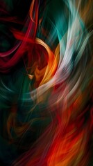 Leinwandbilder - Vibrant abstract swirl of red, orange, and green colors