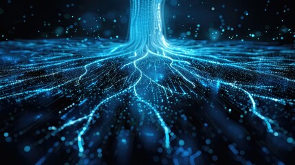 blockchain tree branching into digital roots