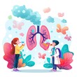 World asthma day , illustration with human lungs on white background. AI generation