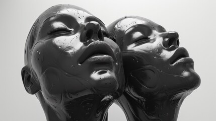 Sticker - Two black statues with their faces covered in liquid, AI