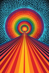 Wall Mural - a psychedelic poster with a rainbow colored background and an abstract design, ai