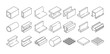 Steel Profiles Used In Construction And Architecture In A Line Art Isometric Style. Vector Outline Set of Square Tubes