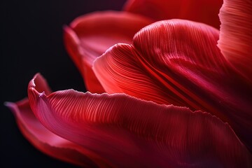 Poster - A close-up exploration of a tulip's velvety bloom, with detailed focus on the fine lines and gentle curves that define its graceful form