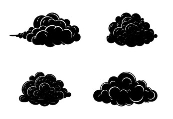 Wall Mural - set of cloud silhouettes on isolated background