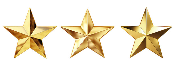 Gold star 3D isolated transparent background christmas decoration