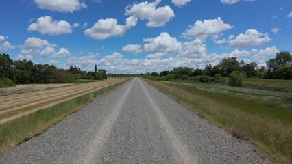 Poster - Riding on a gravel levee road in spring on a pretty cloudy day