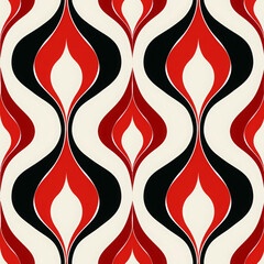 Wall Mural - Red and black Ogee style pattern illustration