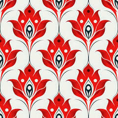 Wall Mural - Red, black and white Ogee style pattern illustration