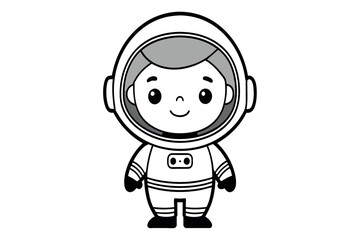 Wall Mural - a cartoon astronaut is smiling and standing in front of a white background