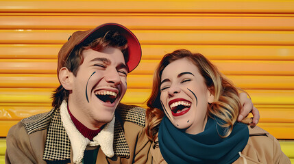 Wall Mural - The two friends laugh