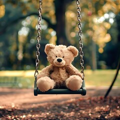 teddy bear on the swing