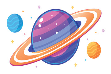 Wall Mural - a colorful planet with a ring around it is surrounded by other planets
