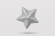 silver Christmas star glitter sticker isolated on gray background