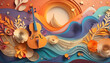 Create a majestic illustrated in a magical acoustic music on digital art concept, Generative AI.
