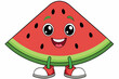 A cartoon watermelon with a smile on its face