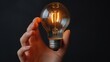 © Elchin Abilov - A lit lightbulb being held in hand against a black background, symbolizing illumination and bright ideas.