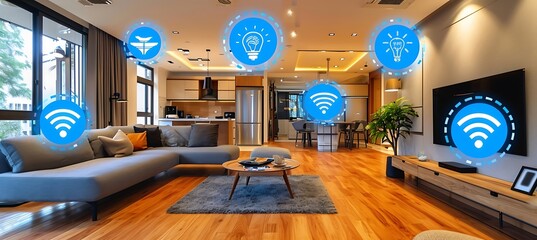 Wall Mural - Revolutionizing Connectivity: Unveiling a Cutting-Edge HUD Interface for the Internet of Things (IoT)