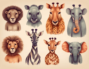 Animal icons set vector images