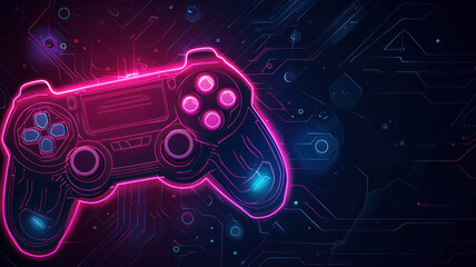 Wall Mural - Neon Future Game Pad Background copy space