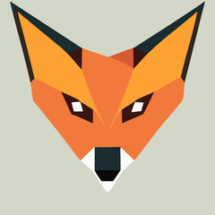 Wall Mural - Fox head vector illustration in flat style. Cute foxen head.
