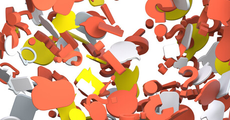 Poster - touching 3D rendering flying email icon with his fin