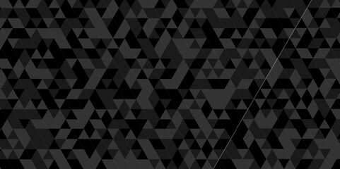 Wall Mural - Vector geometric seamless technology gray and black triangle background. Abstract digital grid light pattern black Polygon Mosaic triangle Background, business and corporate background.