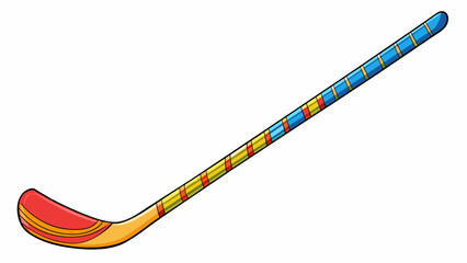 Sticker - A brightly colored customizable hockey stick made for recreational players. The shaft is made of a lightweight aluminum alloy while the blade is made. Cartoon Vector.