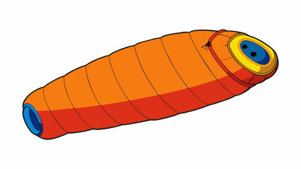 Poster - A brightly colored mummystyle sleeping bag suitable for extreme weather conditions. It has a waterproof and windproof shell a snug fit and an. Cartoon Vector.