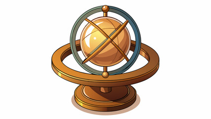 Aufkleber - A bronze sundial in the shape of a halfsphere its polished surface reflecting the suns rays and revealing the time in precise increments.  on white. Cartoon Vector.
