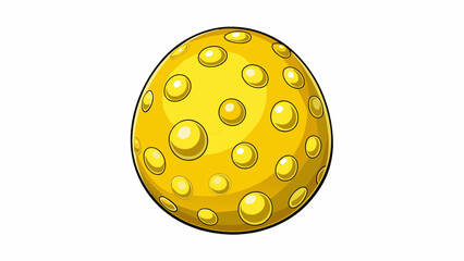 Aufkleber - A bright yellow eggshaped ball with a rubbery texture and a sleek aerodynamic design that increases its velocity when thrown or kicked. The surface is. Cartoon Vector.
