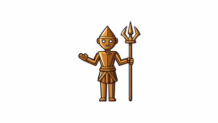 Poster - A bronze sculpture featuring a human figure holding a pointed metal object representing the concepts of direction knowledge and guidance.  on white. Cartoon Vector.