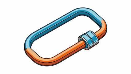 Sticker - A carabiner is a versatile tool with a robust strong frame and a smooth surface to prevent snags. Its compact and lightweight design makes it a great. Cartoon Vector.