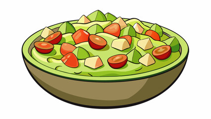 Canvas Print - A chunky rustic spread consisting of diced avocados mixed with tomatoes jalape os and onion all tossed in a zesty dressing of lime juice and garlic.. Cartoon Vector.