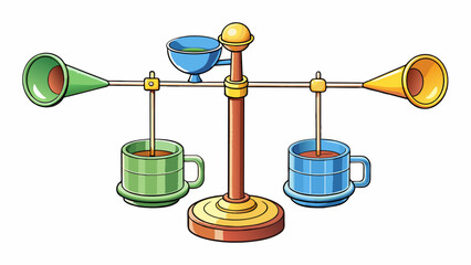 Aufkleber - A circular object with three evenly spaced cups p on a horizontal rod. As the wind blows the cups rotate measuring the wind speed. This type of. Cartoon Vector.