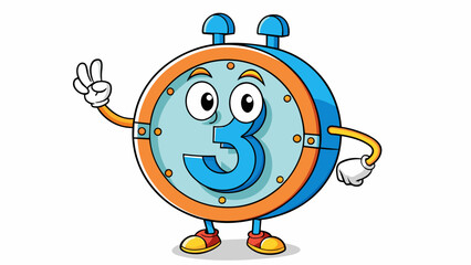 Aufkleber - A circular timer with large bold numbers and three long thin arms extending from the center. The arms can be moved to track seconds minutes and hours.. Cartoon Vector.