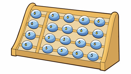 Poster - A clothcovered wooden frame with 15 numbered holes for the balls to be p in. The cloth is a smooth soft material that protects the balls from. Cartoon Vector.