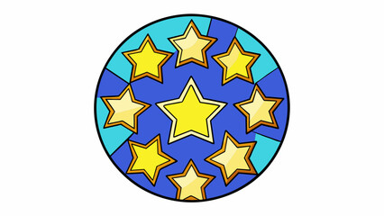 Aufkleber - A collection of stars forming a perfect circle in the night sky. Each star has a distinct brightness and color giving the circle an almost. Cartoon Vector.