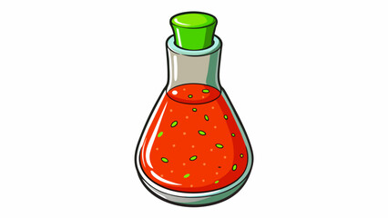 Poster - A clear tangy dressing with visible flecks of herbs and es its bright red color reminiscent of a Mediterranean sunset.  on white background . Cartoon Vector.