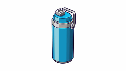 Poster - A compact reusable water bottle made from stainless steel featuring a sleek modern design. It has a secure fliptop lid and can keep liquids hot or. Cartoon Vector.