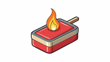 Poster - A compact plastic container filled with waxy flammable material designed to be lit with a match or lighter. The material burns slowly and steadily. Cartoon Vector.