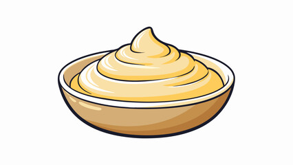 Poster - A creamy ivorycolored sauce that clings to whatever it is poured over. It has a rich and slightly salty taste with a hint of tanginess from the. Cartoon Vector.