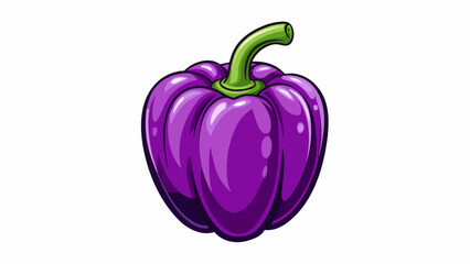 Poster - A deep purple bell pepper with a striking glossy sheen and a smooth shiny texture. Its thick walls boast a juicy crisp making it a flavorful addition. Cartoon Vector.