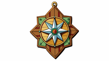 Wall Mural - A decorative wall hanging made of wood and metal featuring a compass design with multiple cardinal directions reminding us to always stay true to our. Cartoon Vector.