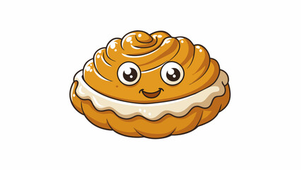 Aufkleber - A delicate flaky pastry filled with a gooey caramel filling and dusted with powdered sugar creating a perfect balance of textures and flavors.  on. Cartoon Vector.
